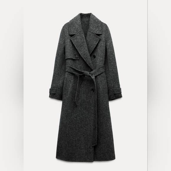 Zara Gray Belted Coat - Picture 2 of 2